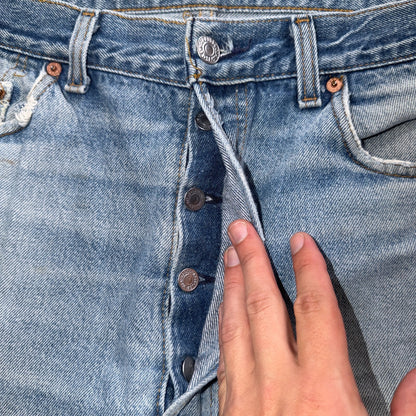 Levis 501 Vintage 80s USA XX Straight Leg Jeans Blue Light Wash 38x36 Act 35x31