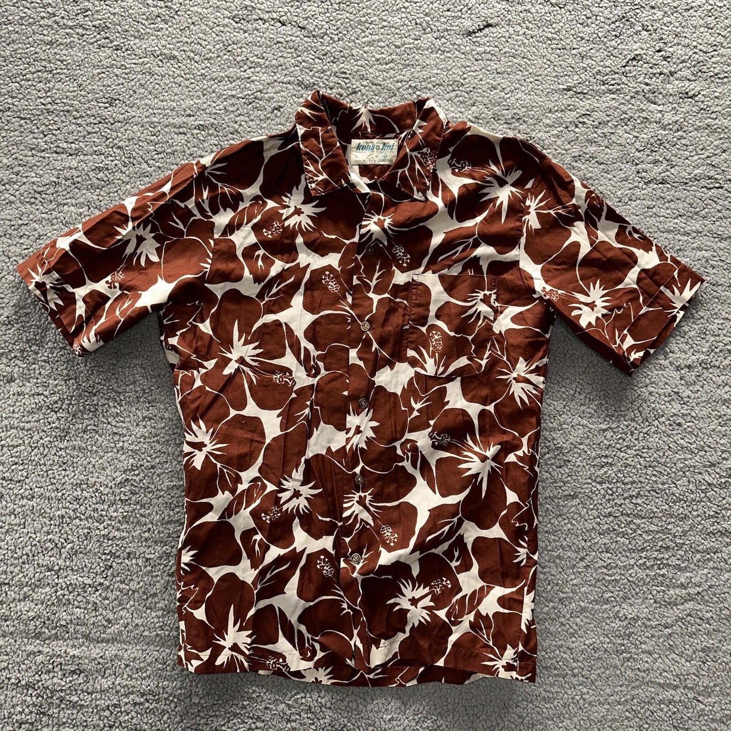 Vintage 50s Hawaiian Aloha Print Shirt Rockabilly Honolulu 60s Button Jantzen