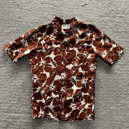 Vintage 50s Hawaiian Aloha Print Shirt Rockabilly Honolulu 60s Button Jantzen