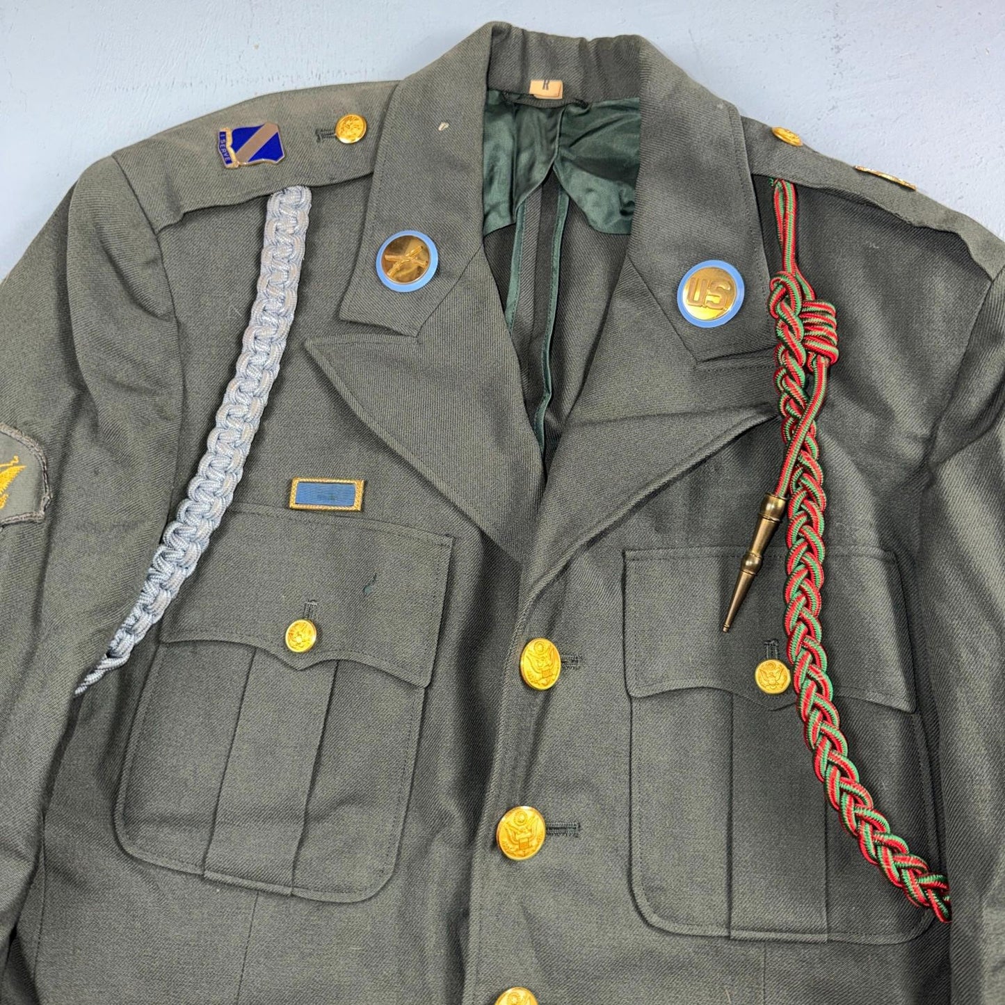 US Army Korean War Officer Suit 1950s Armored Hell Wheels Patch 37R VTG Jacket