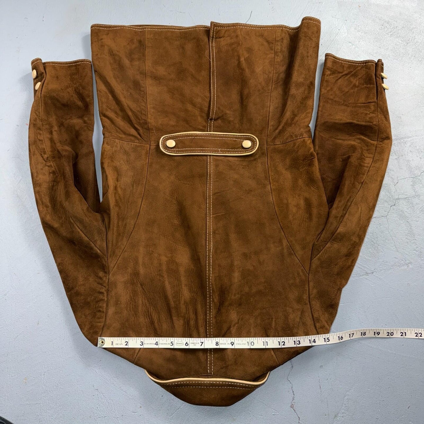 VTG Penneys 70s Suede Leather Button Up Jacket Brown Boho Hippie Western Sz 12
