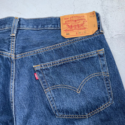 Levis 501 Vintage 90s Y2K XX Straight Leg Jeans Blue Dark Wash 38x32 Act 37x29