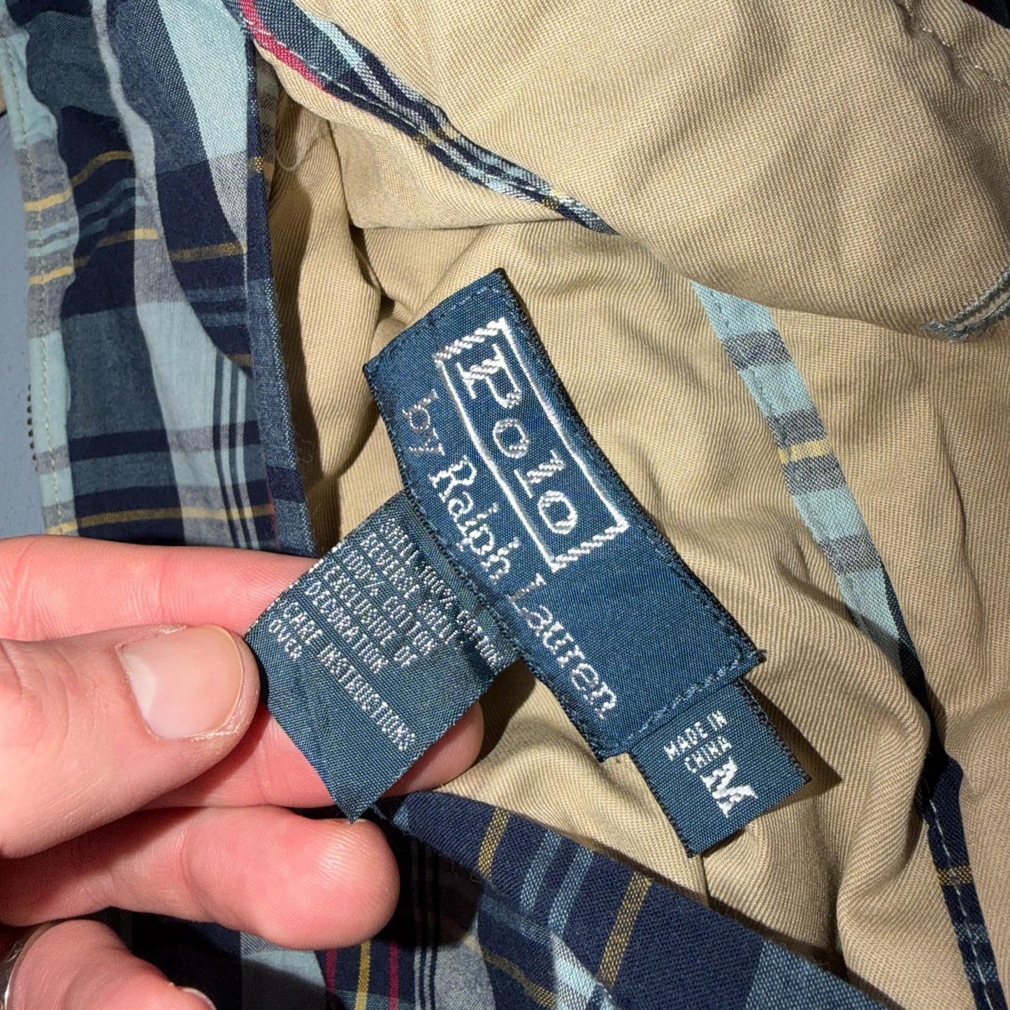 Polo Ralph Lauren Vintage Reversible Plaid Tan Jacket Coat Cotton M Rare 90s