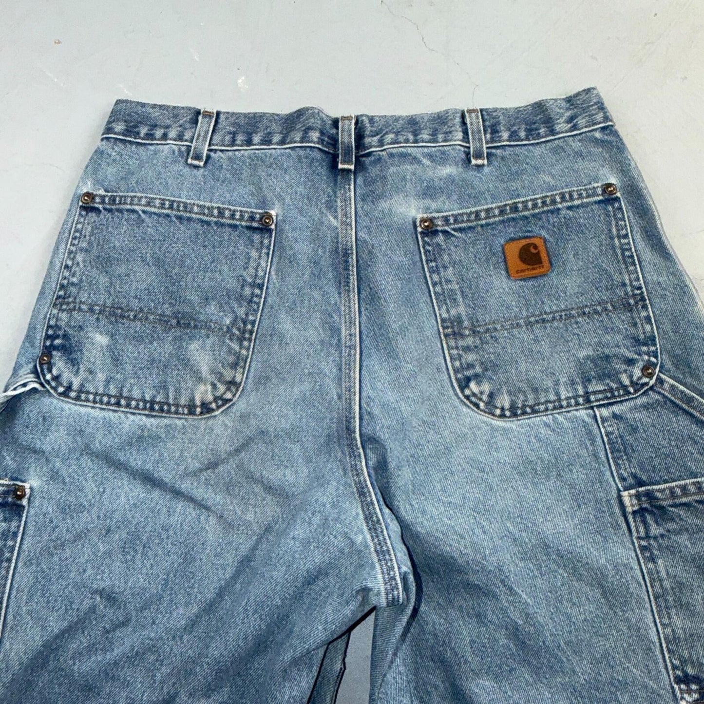 VTG Carhartt Men’s B73 DST 36x32 Double Knee Denim Jeans Workwear Thrashed