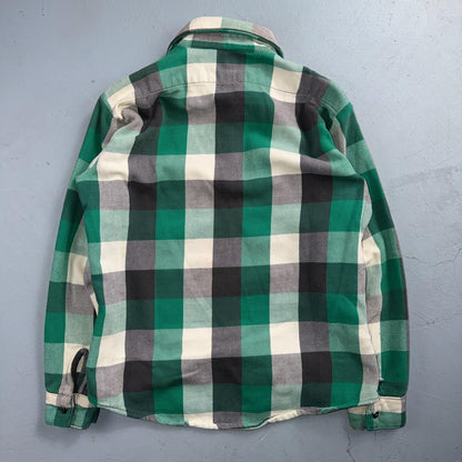 VTG Five Brother Shirt Mens M Shadow Plaid Flannel USA Green 1980s 80s Black