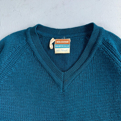 Western Germany VTG Wachter Rosenheim 100% Wool Knit Sweater Rockabilly 60s 70s