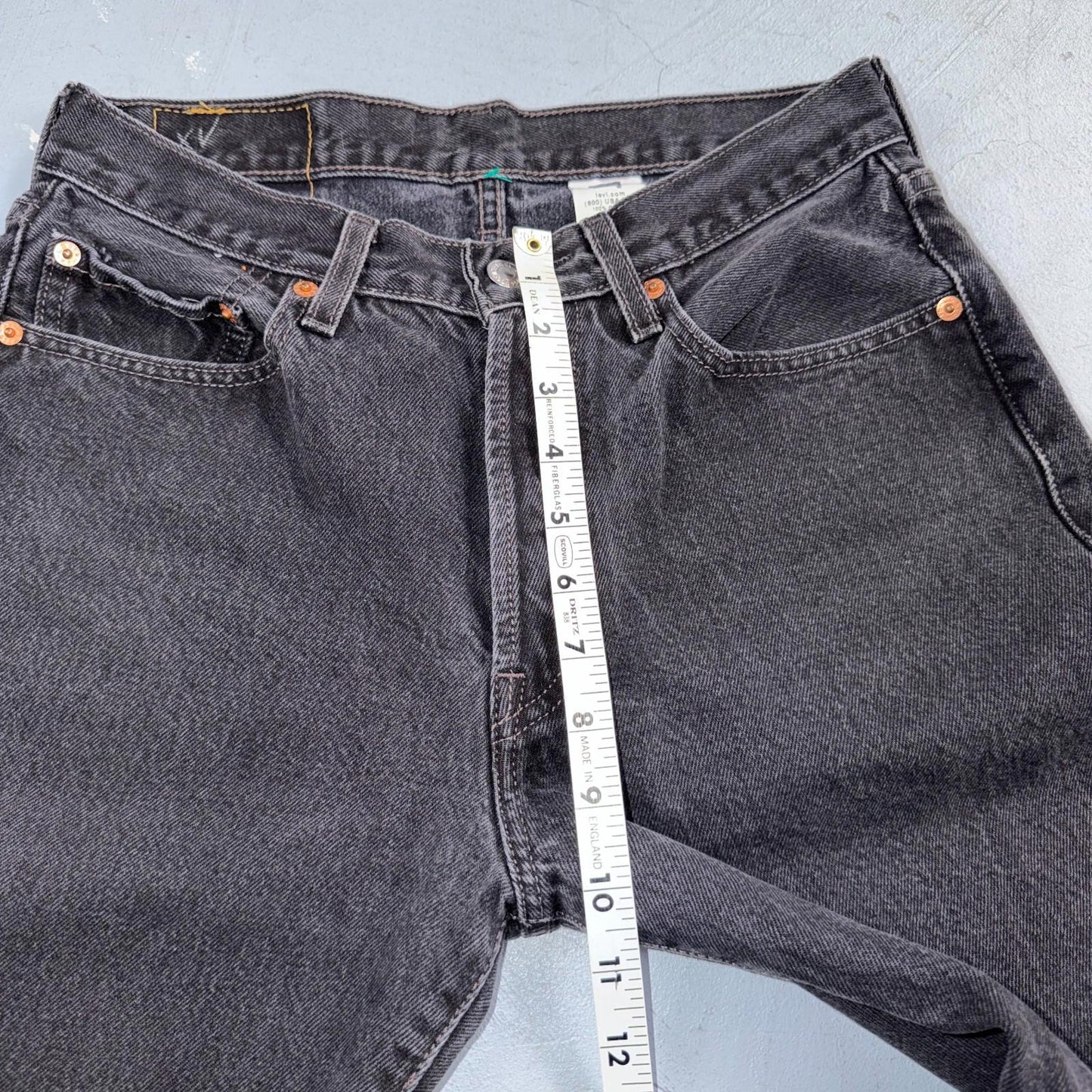 Levis 501 Vintage Y2K 90s XX Straight Leg Jeans Black Med Wash 29x34 Act 28x31