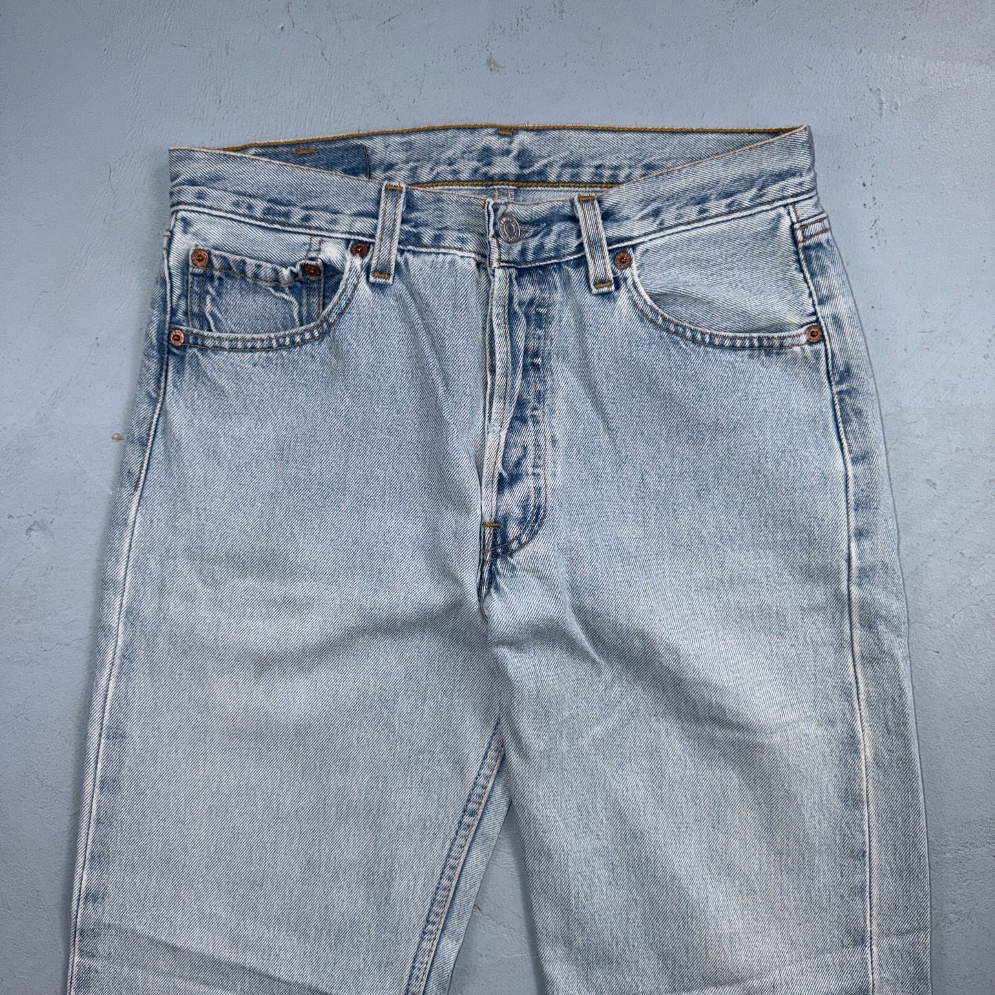 Levis 501 Vintage 90s USA XX Straight Leg Jeans Blue Light Wash 30x34 Act 29x32