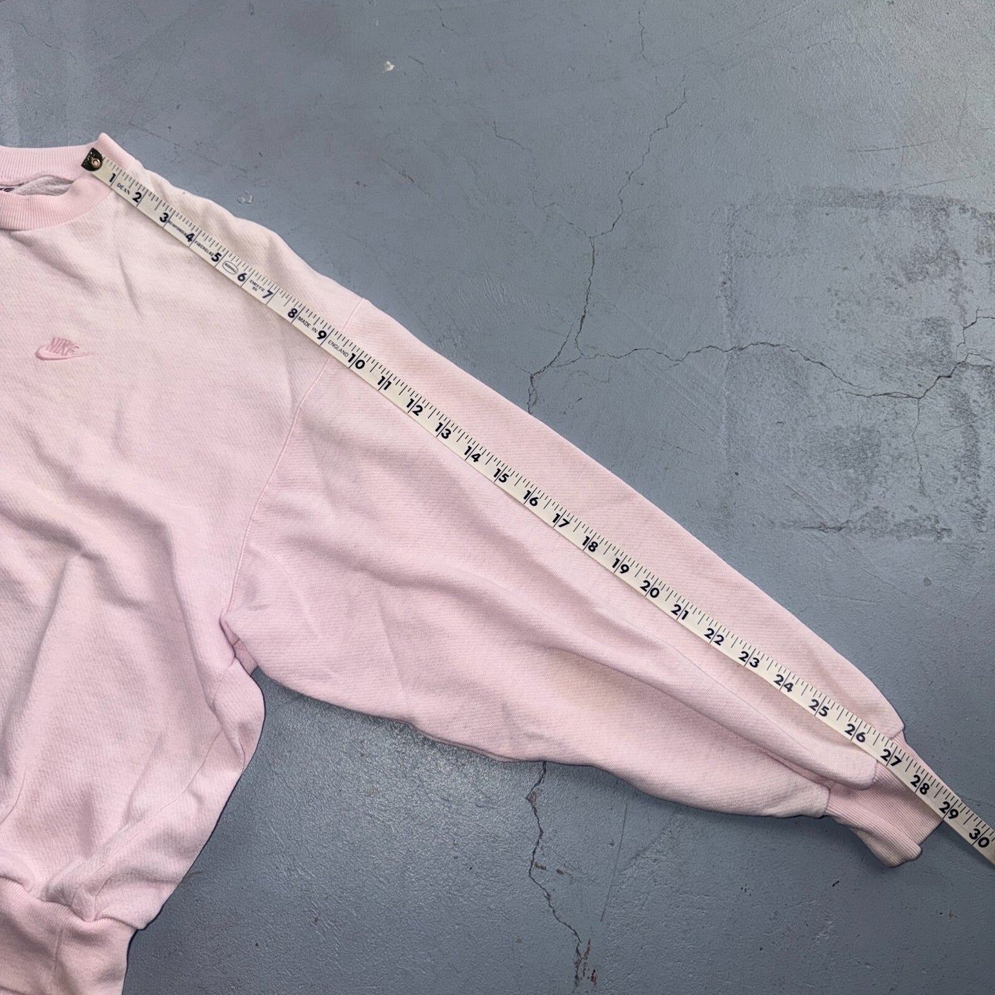 Vintage 90s Nike Mini Swoosh Embroidered Crewneck Sweatshirt Pink L Gray Tag