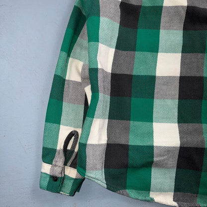 VTG Five Brother Shirt Mens M Shadow Plaid Flannel USA Green 1980s 80s Black