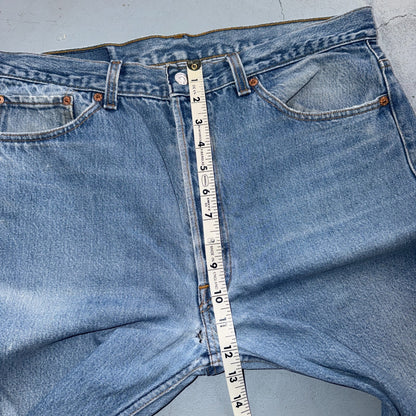 Levis 501 Vintage 90s USA XX Straight Leg Jeans Blue Light Wash 38x32 Act 35x28