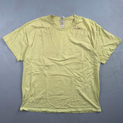 Thrashed Green VTG Style T Shirt Blank Green Stained Used Gildan Y2K
