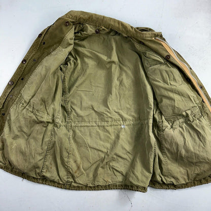 Vintage Military Jacket Green Button Up Vietnam Era 60s 70s M65 M1951 Parka