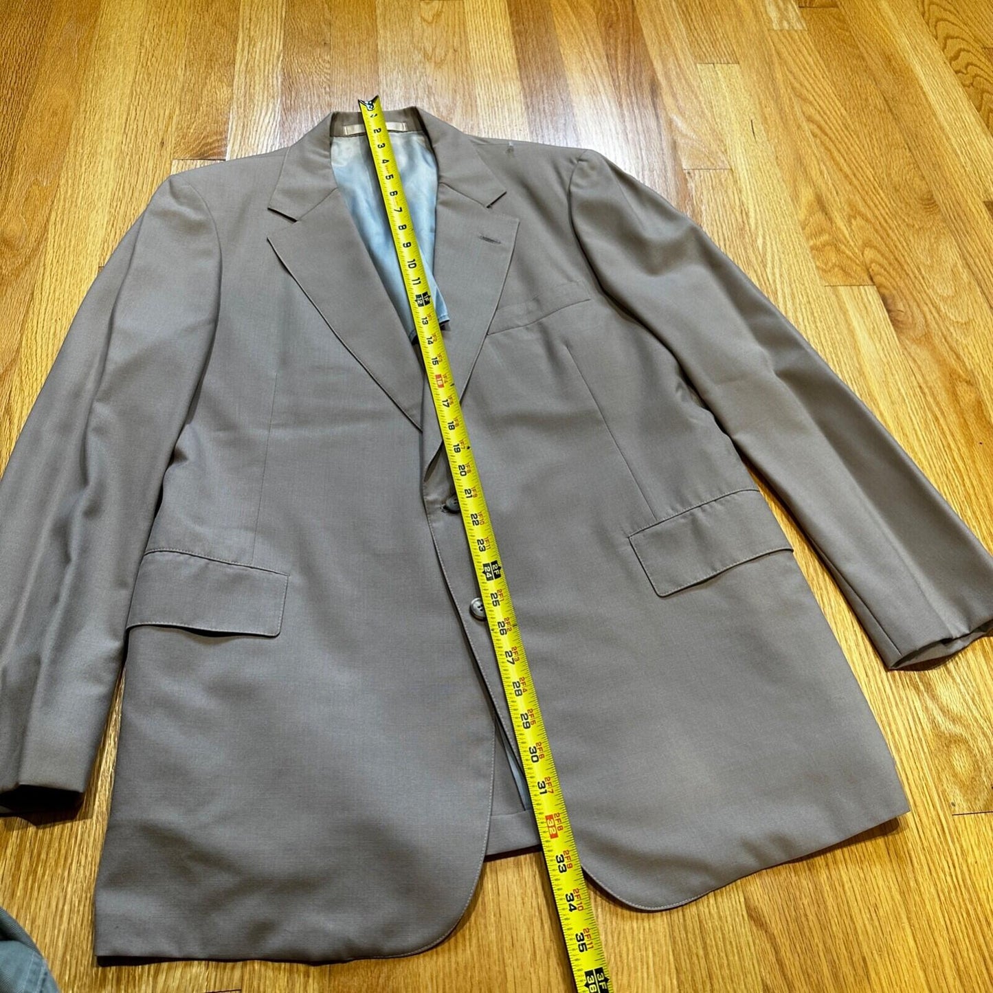1960s Beige Sport Jacket VTG Mens Suit 44 36x29 Rockabilly Solid Tan Pants 60s