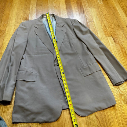 1960s Beige Sport Jacket VTG Mens Suit 44 36x29 Rockabilly Solid Tan Pants 60s