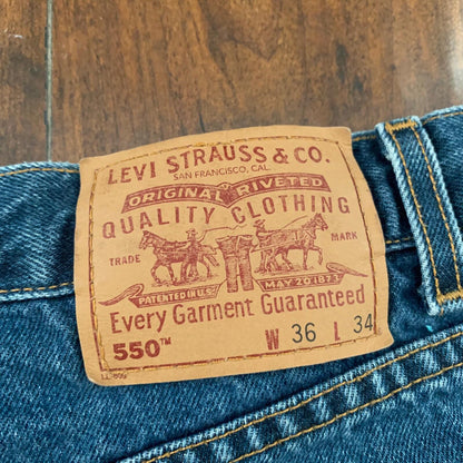 Levis 550 Vintage 90s Relaxed Fit Blue Denim Jeans Size 36X34 Act 33x32