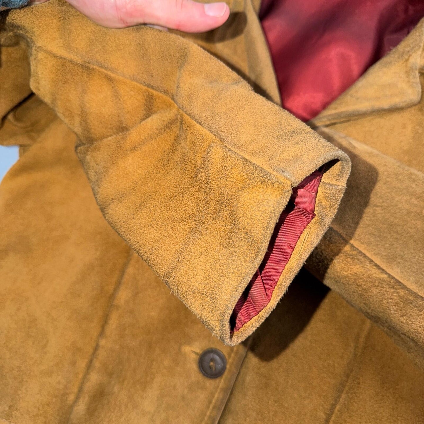 1940s 1950s VTG Brown Suede Jacket Leather Distressed Rockabilly Ricky Chore