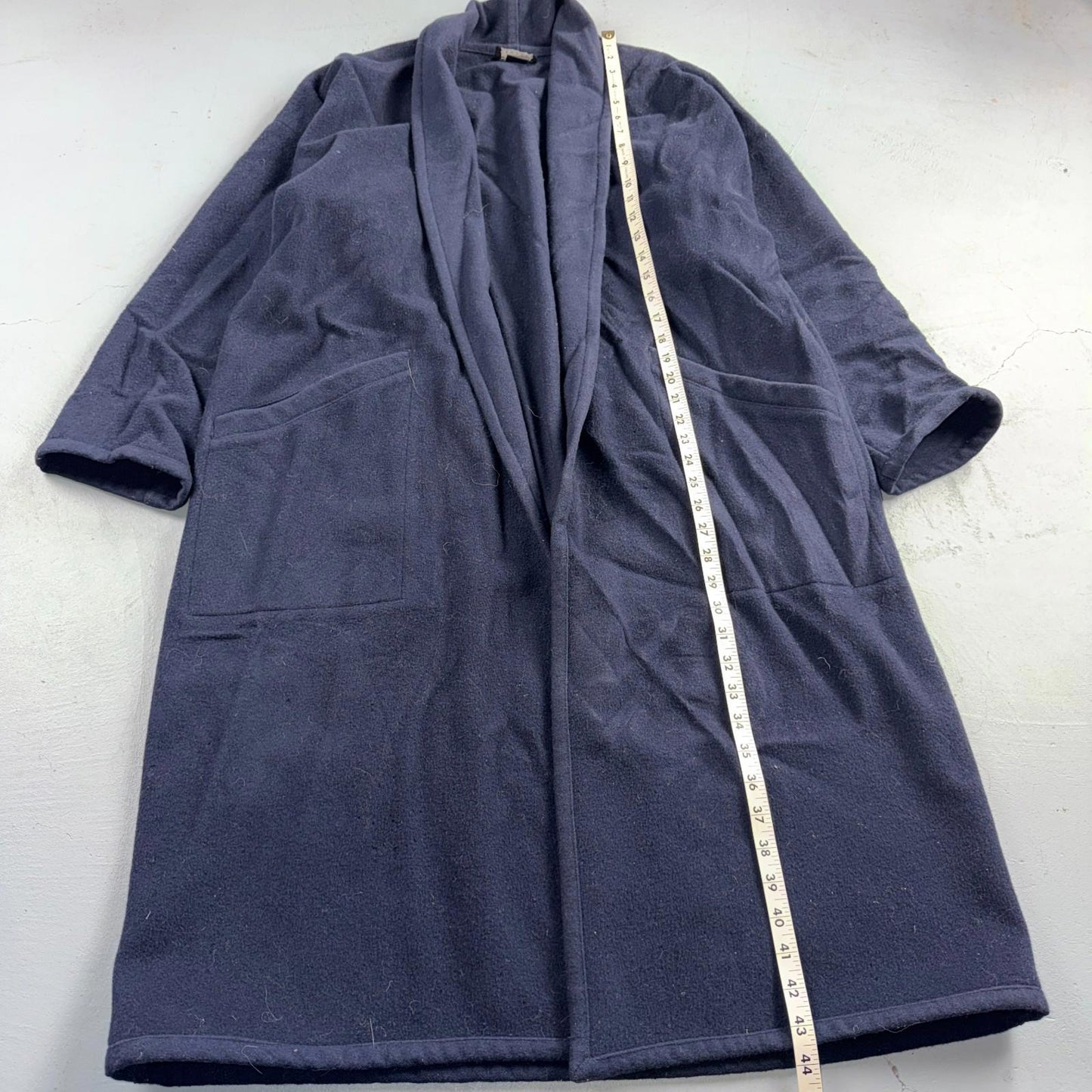 Eileen Fisher Coat Women’s Blue Wool Open Front Oversized Kimono Jacket VTG