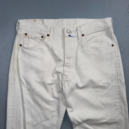 Levis 501 Vintage 90s USA XX Straight Leg Jeans White Light Wash 33x32 Act 31x31