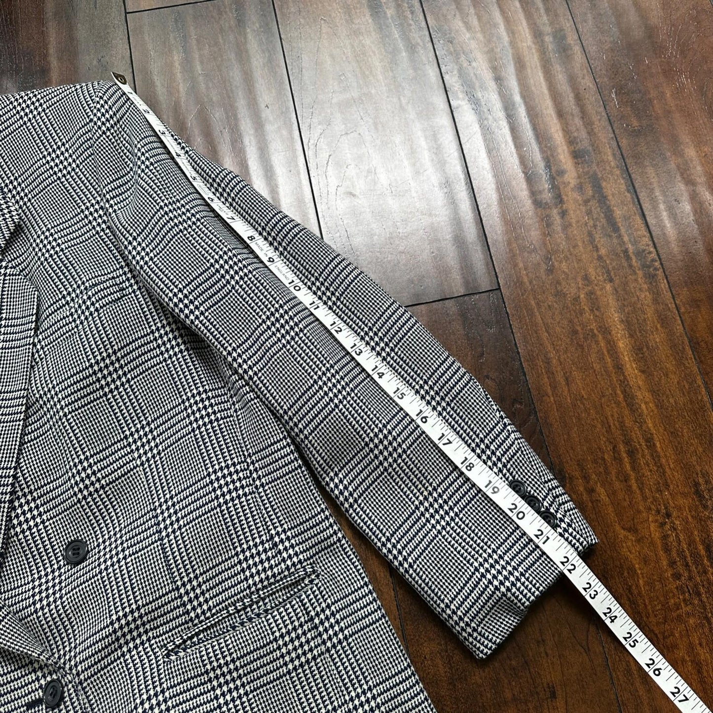 Vintage Cricketeer Womens Nordstrom Double Breasted Blazer Pure Wool 80s Plaid