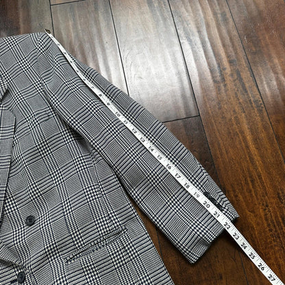 Vintage Cricketeer Womens Nordstrom Double Breasted Blazer Pure Wool 80s Plaid