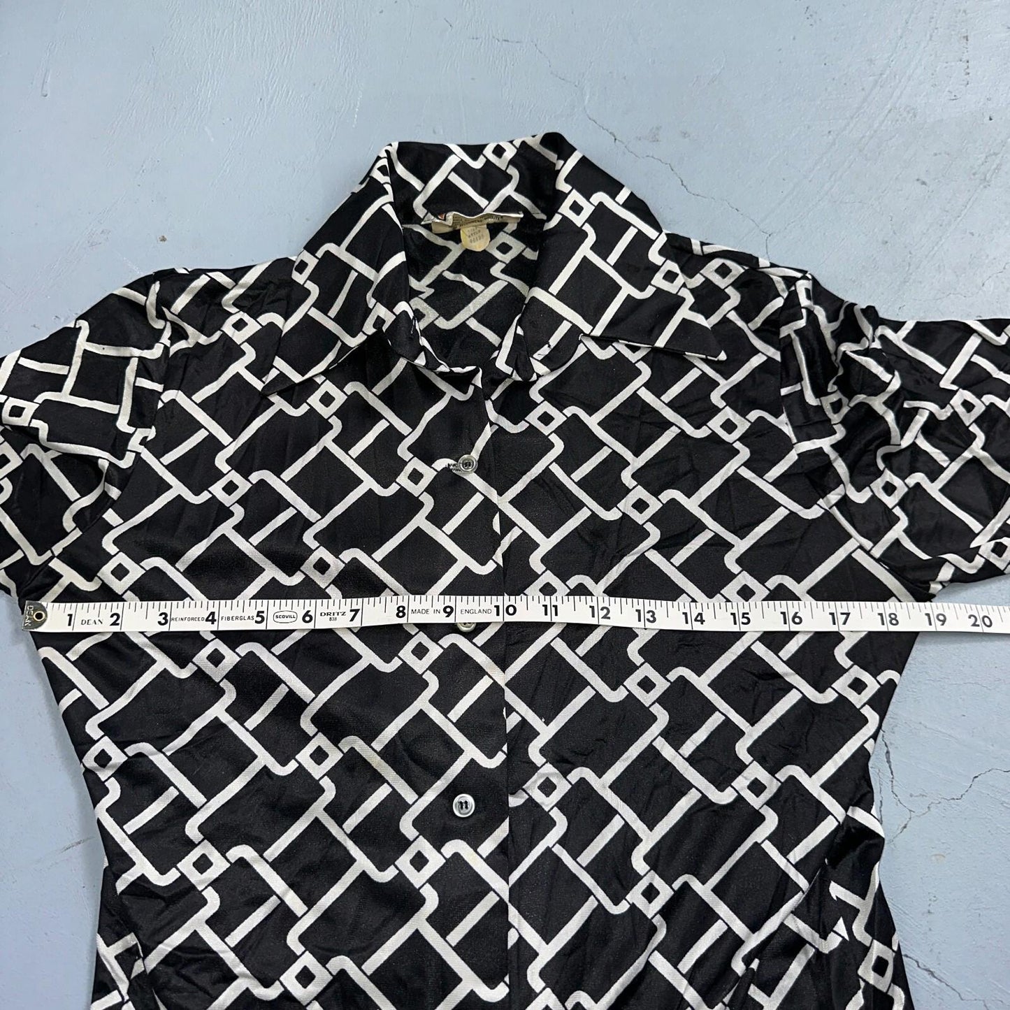 Koret of California Sz 16 Vintage Button Shirt Jacket Collar 70s Rockabilly 60s