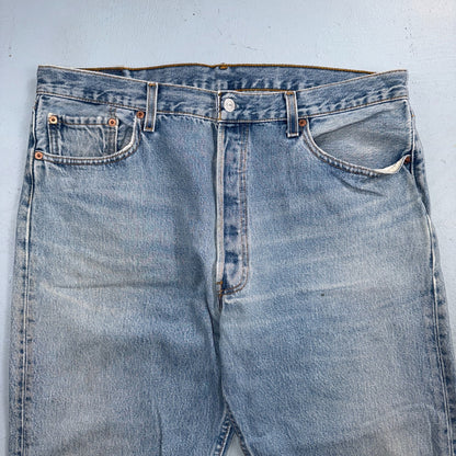 Levis 501 Vintage 90s USA XX Straight Leg Jeans Blue Light Wash 38x30 Act 37x29