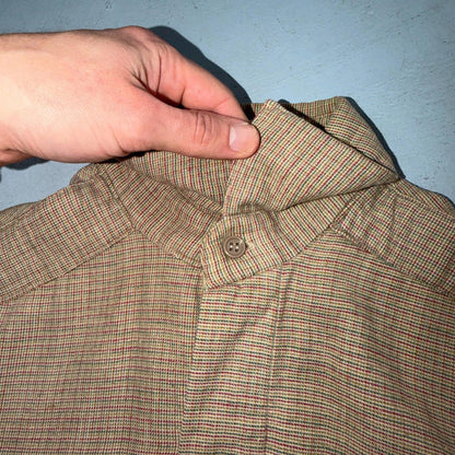 Vintage 1940s Plaid Workwear Chore Shirt Utility Button Up Medium Rockabilly 40s