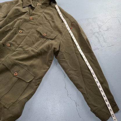 Tommy Bahama VTG 100% Silk Rayon Woven Sport Shirt Jacket XL Green Very Rare 90s