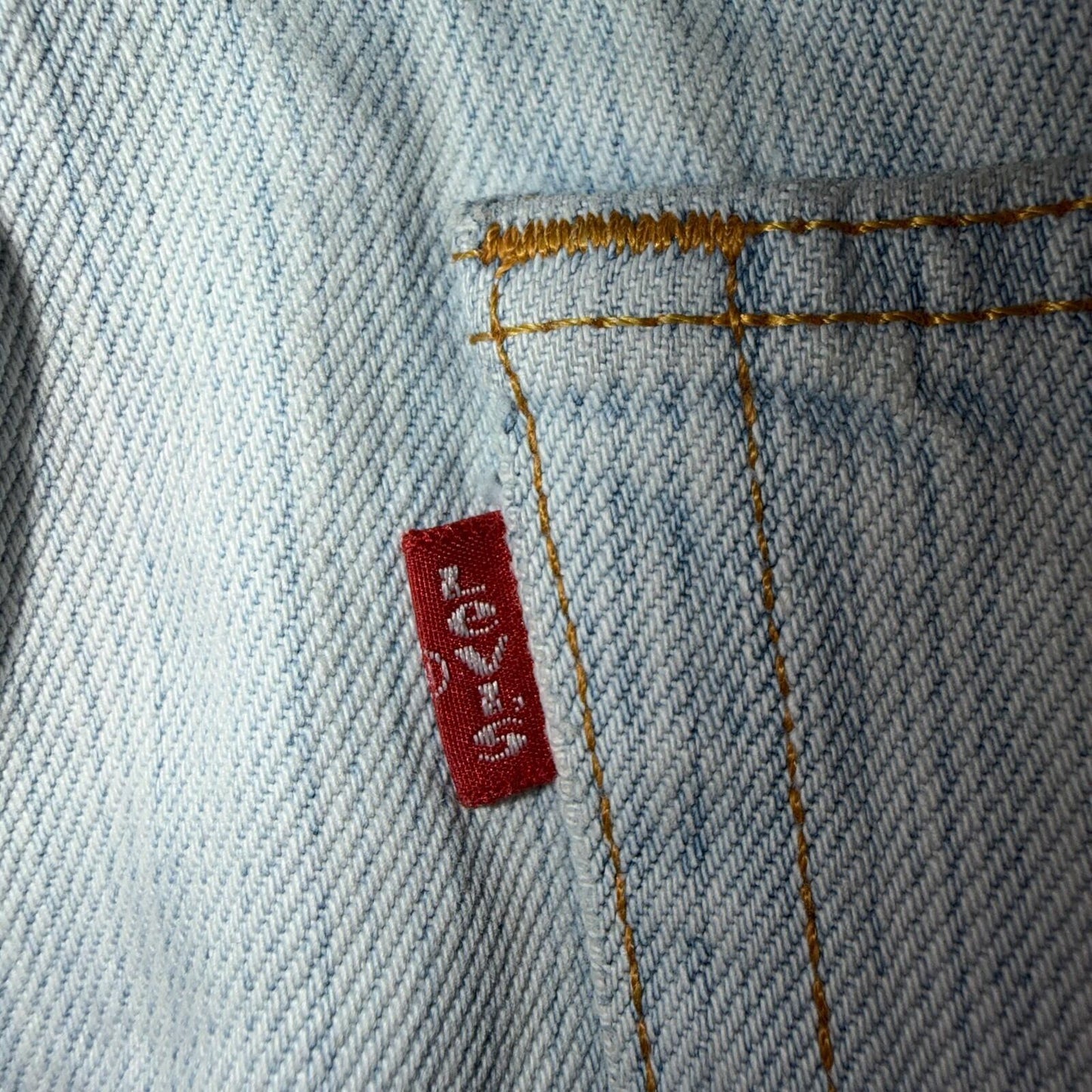 Levis 501 Vintage Y2K 90s XX Straight Leg Jeans Blue Light Wash Stripe Act 33x29