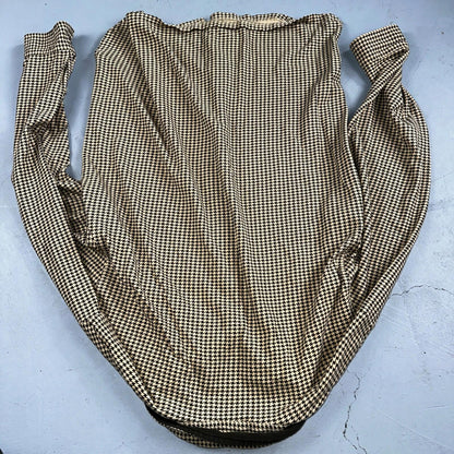 LL Bean VTG SOFT Flannel Shirt Size M Mens Cream Houndstooth Long Sleeve Button