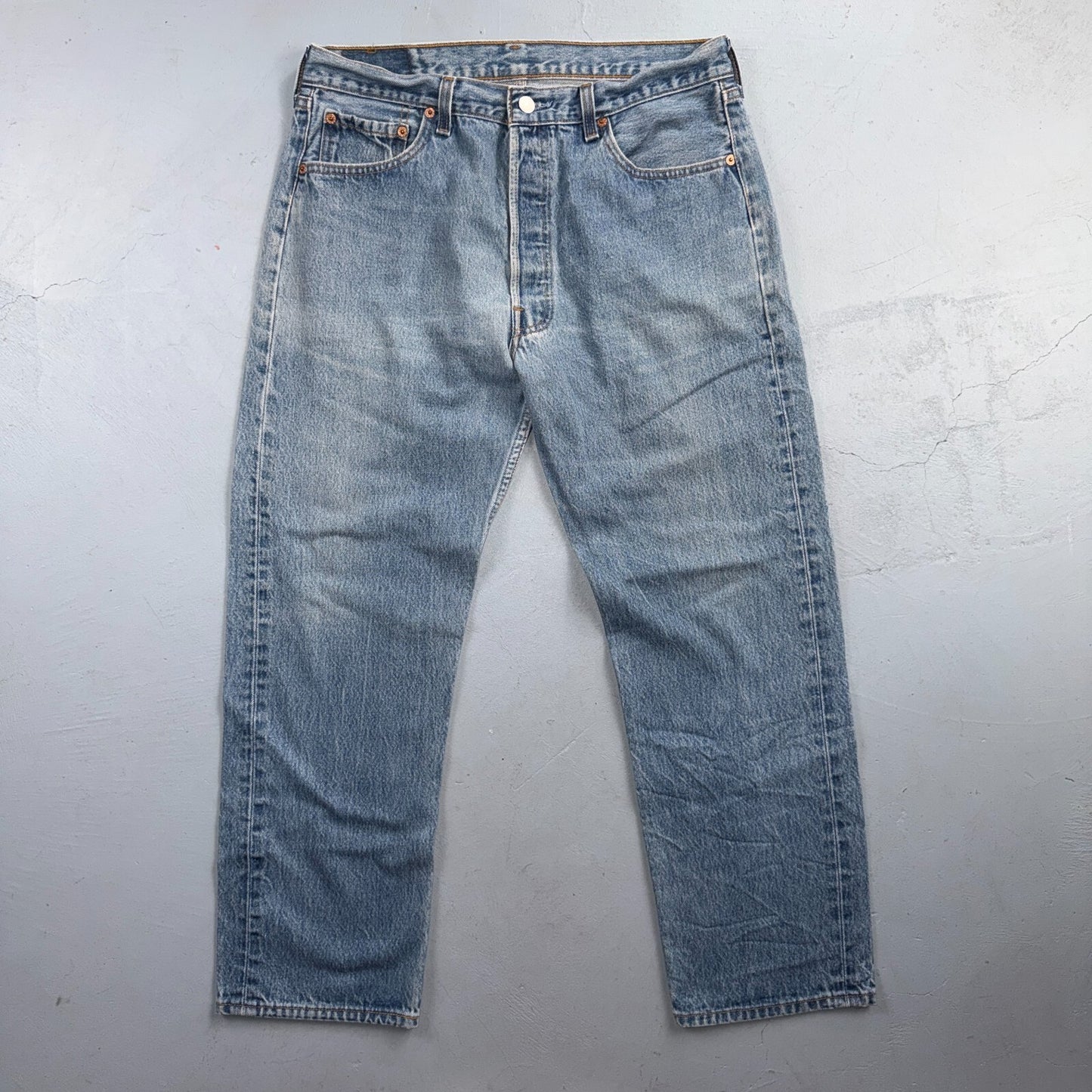 Levis 501 Vintage 90s USA XX Straight Leg Jeans Blue Light Wash 36x32 Act 33x27