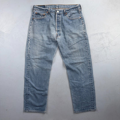 Levis 501 Vintage 90s USA XX Straight Leg Jeans Blue Light Wash 36x32 Act 33x27