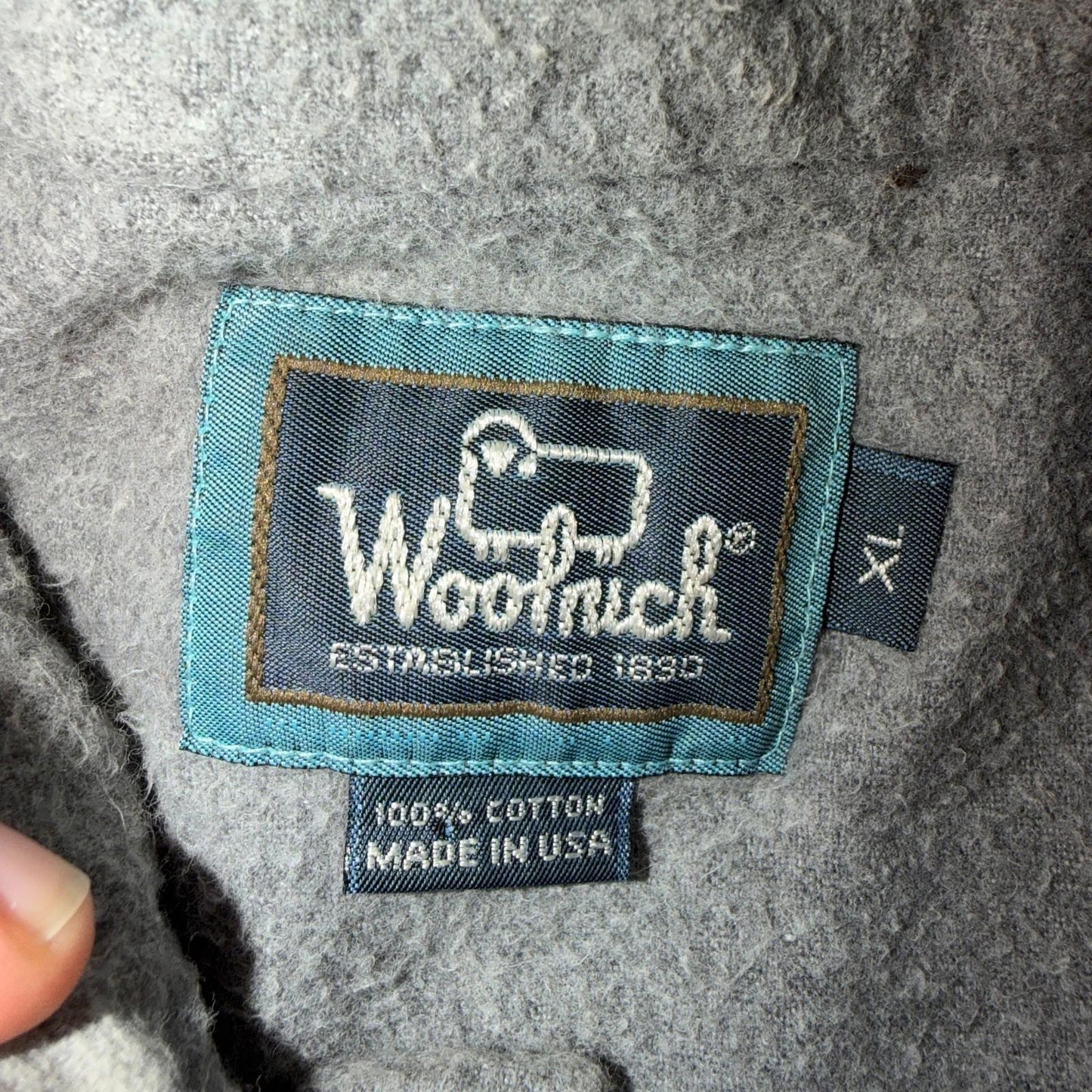 Vintage Woolrich Shirt Mens XL Gray 80s Button Up Chamois Hunting Outdoor USA