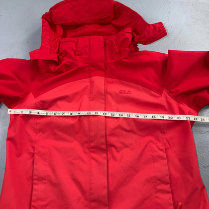 Jack Wolfskin Rain Jacket Womens XL Red Full Zip Windbreaker Outdoors Parka
