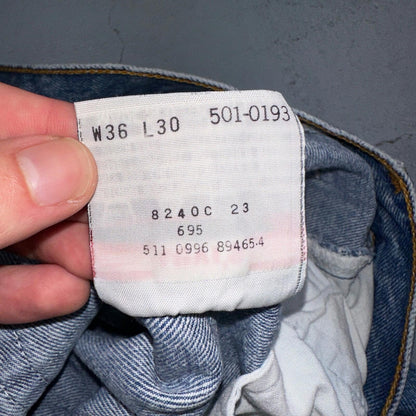 Levis 501 Vintage 90s USA XX Straight Leg Jeans Blue Med Wash 36x30 Act 34x29
