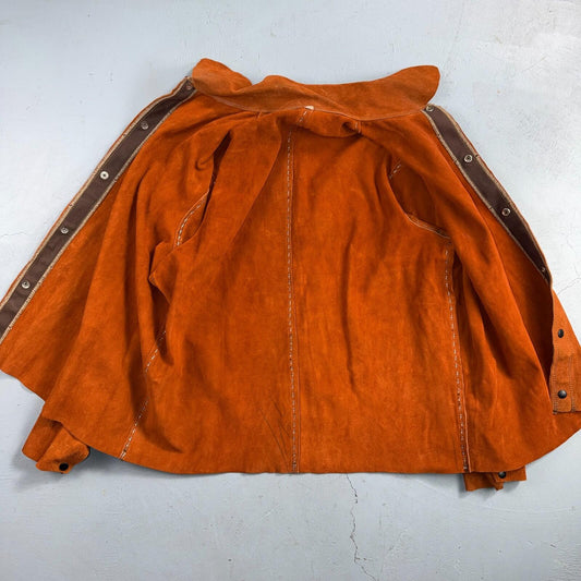 VTG 60s 50s Brown Suede Leather Button Jacket Western Snap Rockabilly Staple