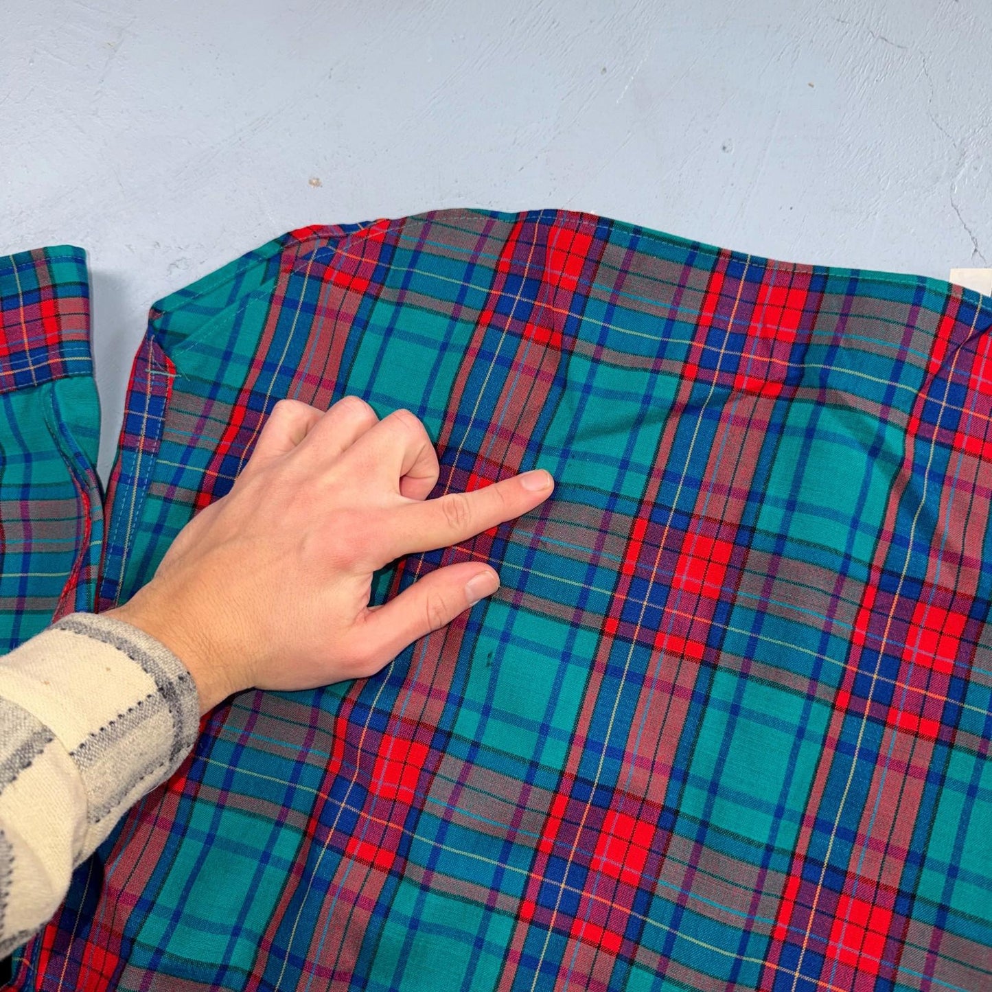Pendleton VTG USA Made Virgin Wool BF LS Flannel Blue Red Turquoise Sz XL