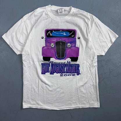 Hot August Nights 2002 VTG T Shirt Sweet 16 Hot Rods Purple Car Rare Graphic Fun