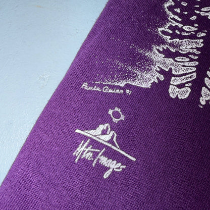 VTG 90s Grass Valley Group Wolf Moon Nature Art T Shirt Purple Fruit Of The Loom