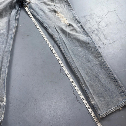Levis 501 Vintage 80s USA XX Straight Leg Jeans Blue Light Wash Torn Act 32x33
