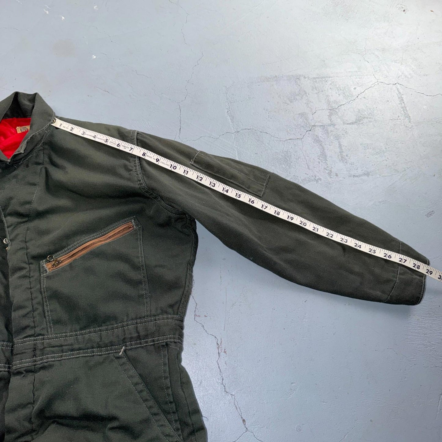 VTG 60s Wrangler Big Ben Work Coveralls Mens M Long Green Jumpsuit Zip Utility