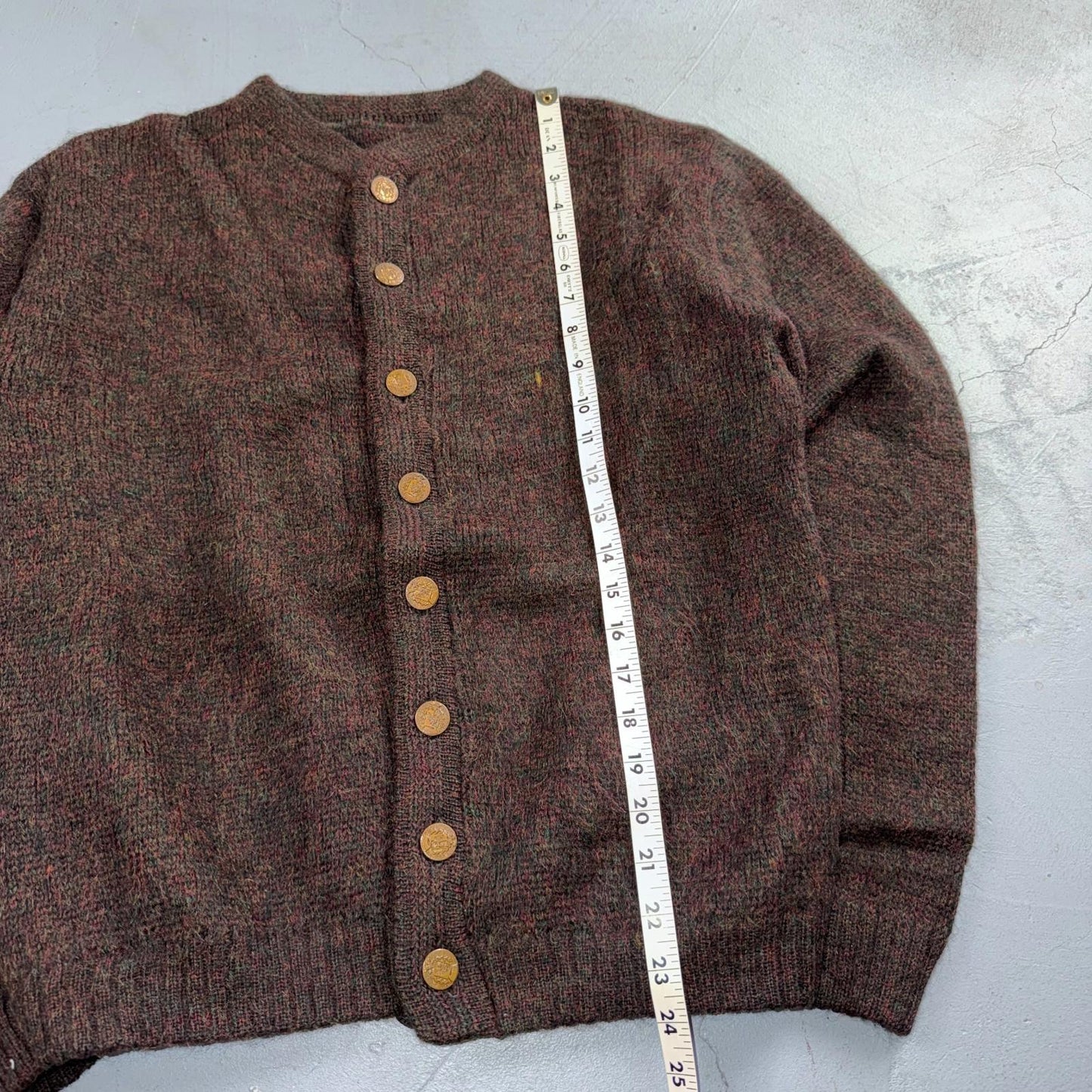 VTG 60s Kid Mohair Cardigan Sweater Medium Cobain Shaggy Wool Rockabilly 1960s
