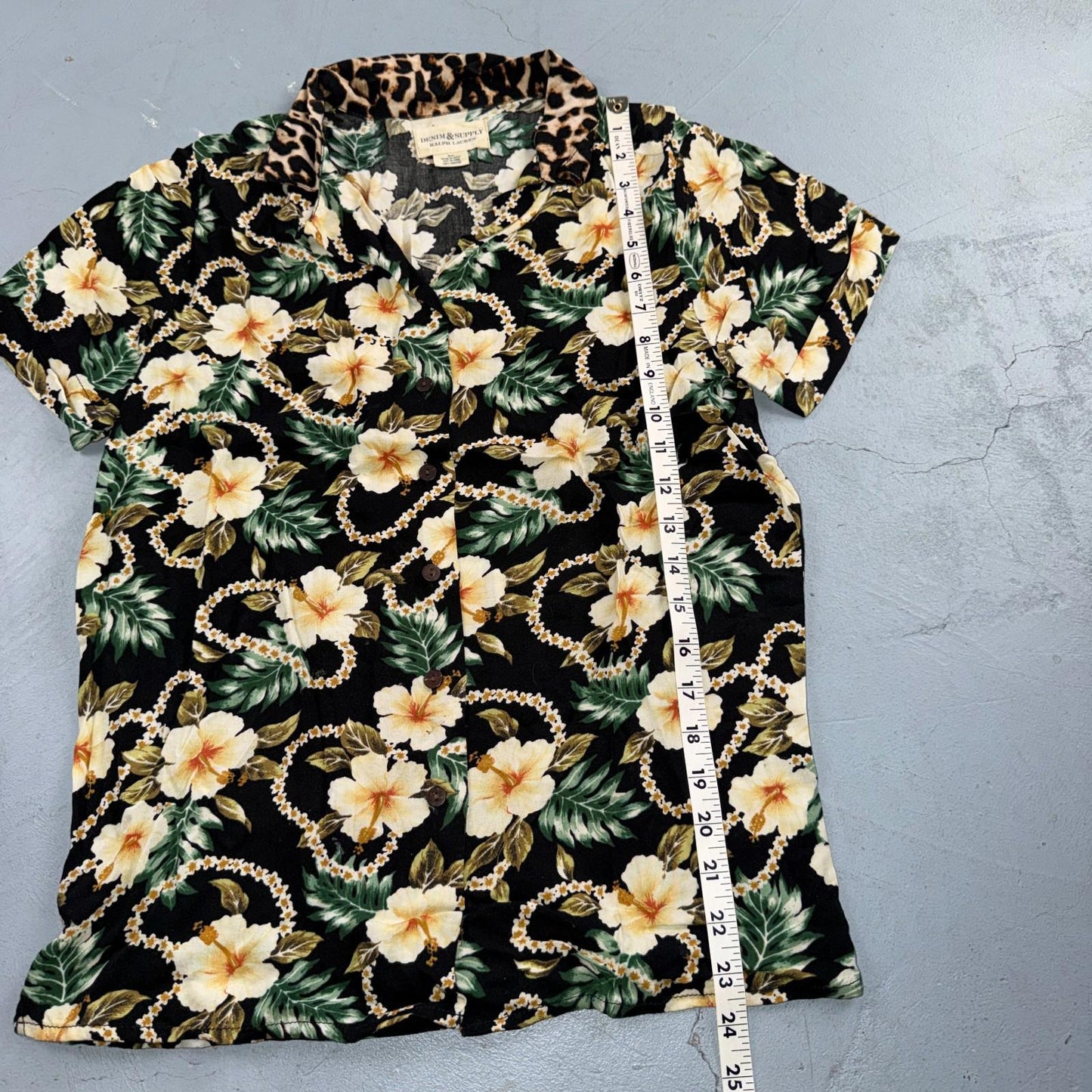 Denim & Supply Ralph Lauren Womens Button Down Blouse Top Small Tropical Floral