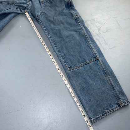 VTG Carhartt Men’s B73 DST 36x32 Double Knee Denim Jeans Workwear Thrashed