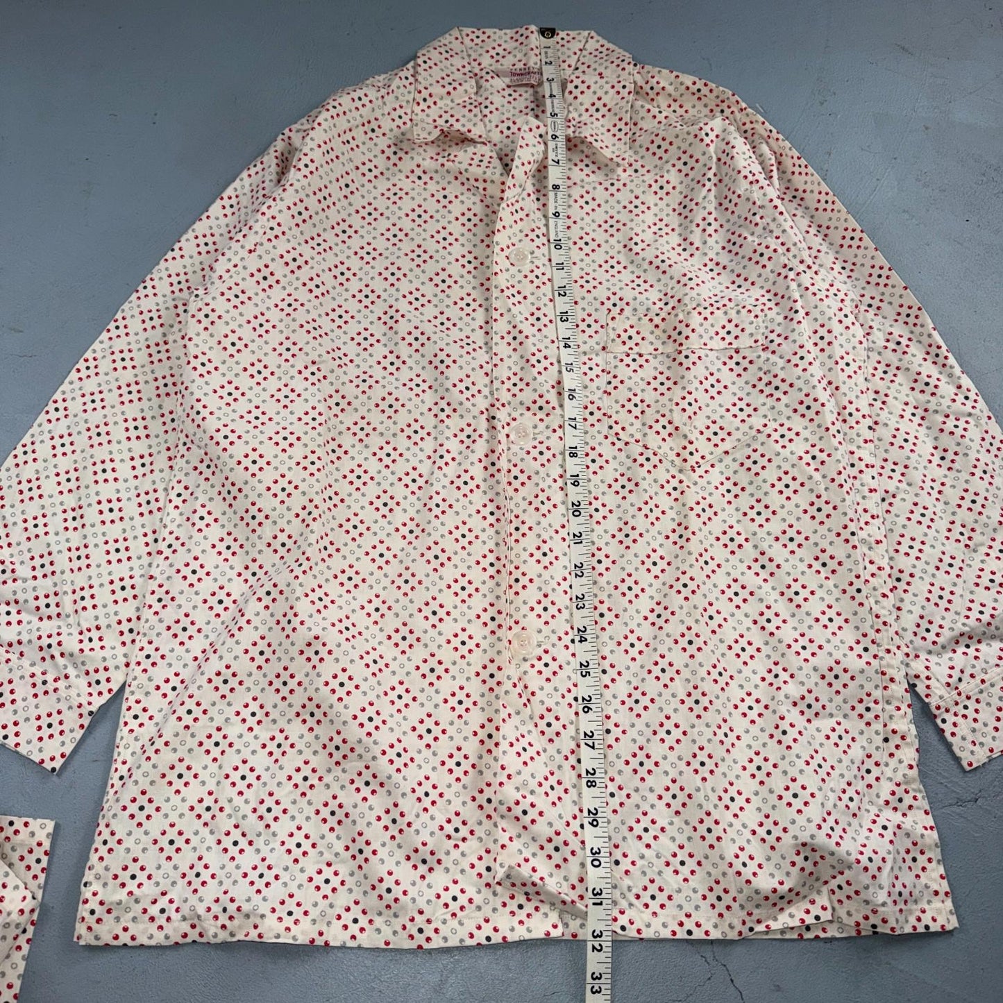 VTG 40s Penneys Cotton Flannel Pajama Set Shirt Pants Hollywood 1940s Rockabilly