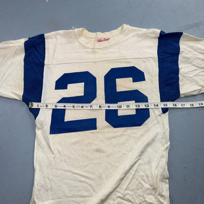 VTG Rawlings Football Jersey 26 White Blue USA Athletic T Shirt 1960s Rockabilly