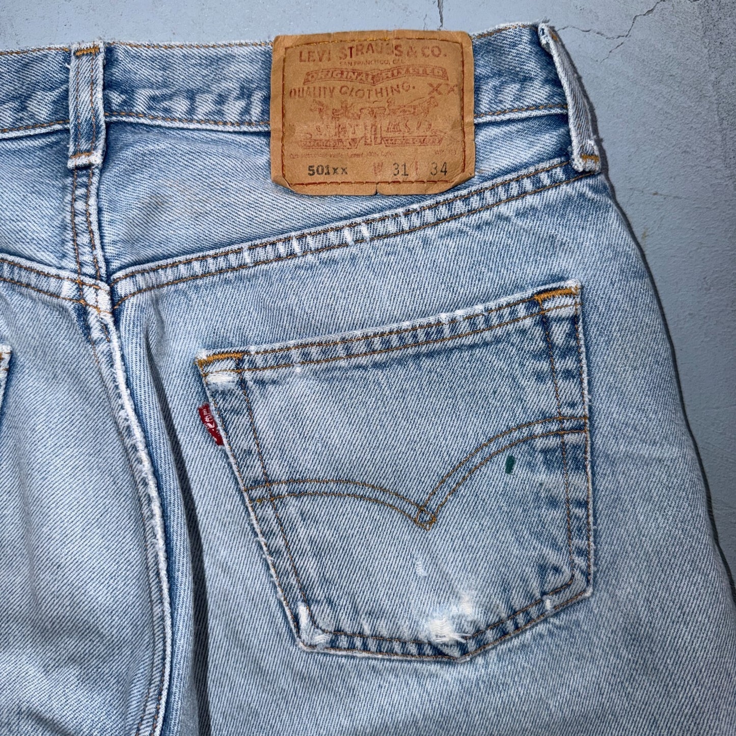 Levis 501 Vintage 90s Y2K XX Straight Leg Jeans Blue Light Wash 31x34 Act 29x29