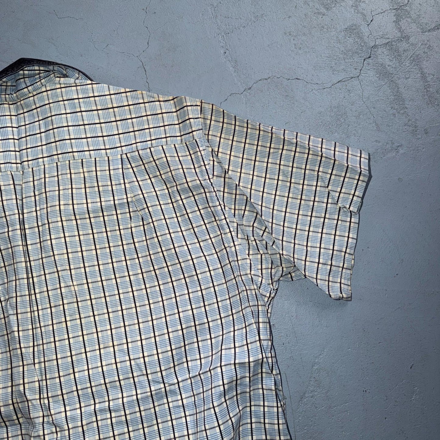 Vintage 1950s Loop Collar Truval Cotton Rockabilly Shirt Small Checkered 50s 60s