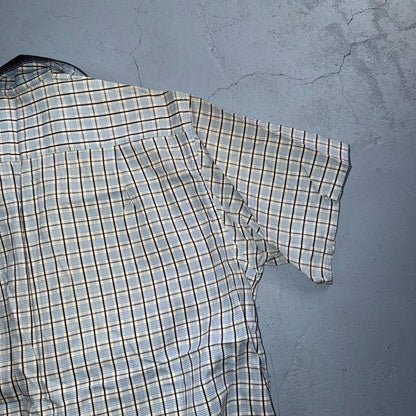 Vintage 1950s Loop Collar Truval Cotton Rockabilly Shirt Small Checkered 50s 60s